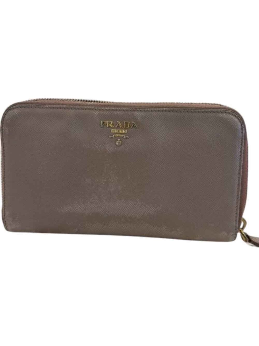 721180CR C1 Prada Wallet Long Beige Leather